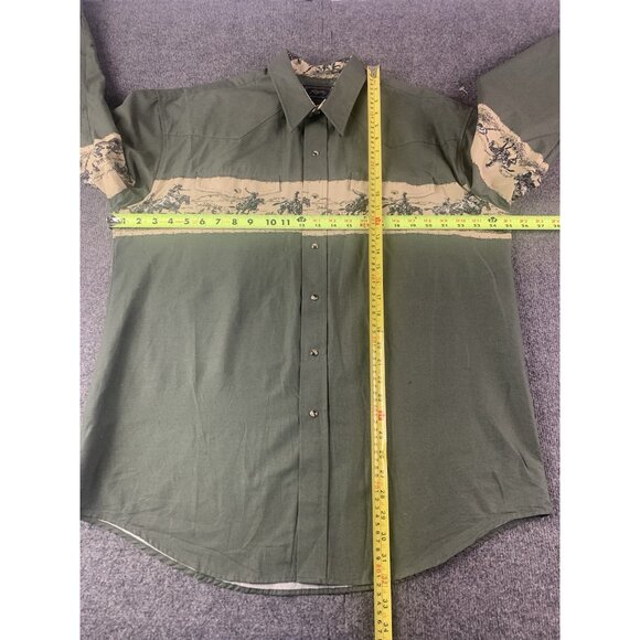 Roper Mens 100% Cotton Long Sleeve Pearl Snap Cowboy Print Western Shirt Size L - Picture 7 of 9